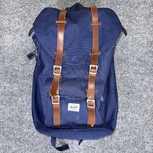 HERSCHEL Little America Raven Crosshatch Backpack Navy Red Padded Laptop Carrier